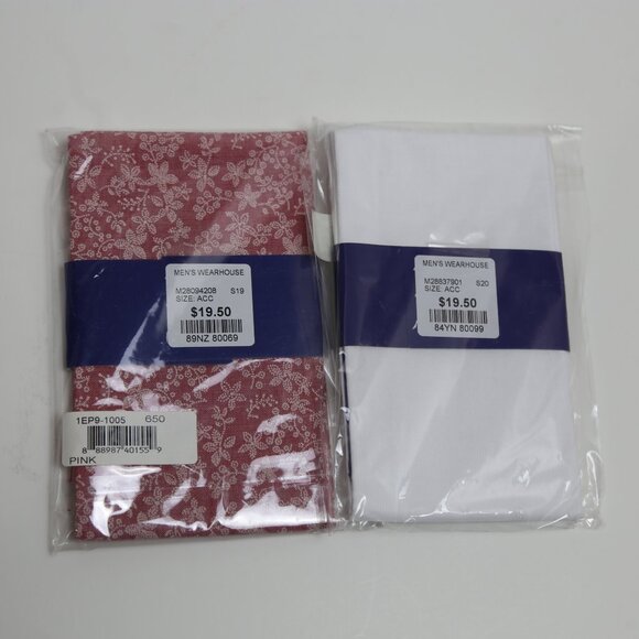 NWT Egara Pre-folded Men's Pocket Squares Bundle - Red Pattern & White - Picture 2 of 2